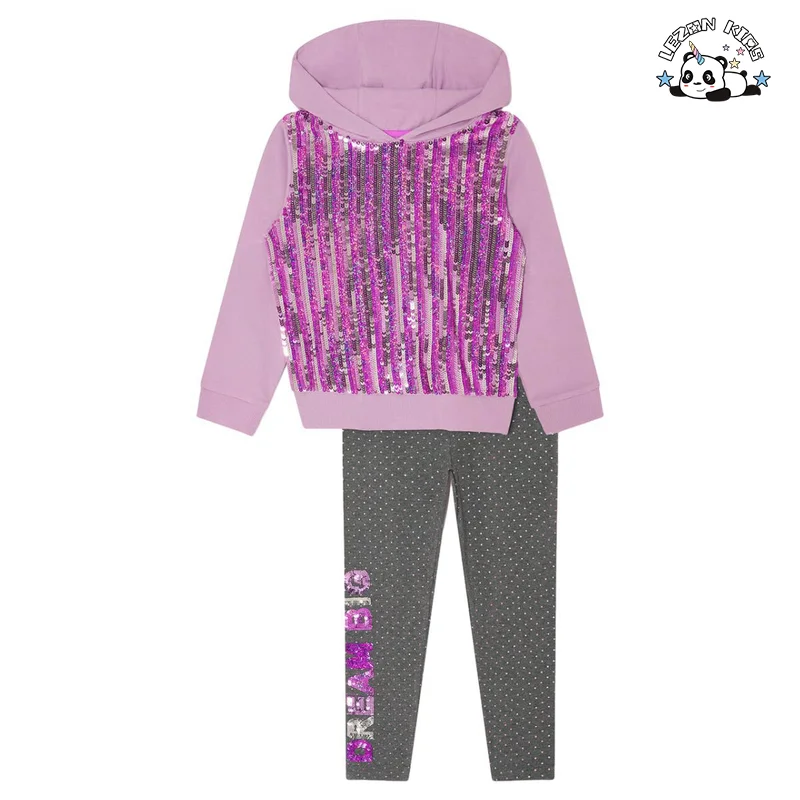 LEZONKIDS - Customizable Girls Hoodie Legging Pant Set Girls Pullover Long Pants Girls Clothing Set